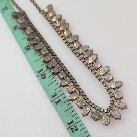 J. Crew Coral Pink & Rhinestone Statement Necklace - Muted Gold Tone - Picture 4 of 7